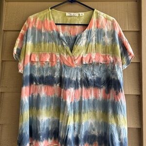 Caffe Marrakesh  top tie dye in pale tones Sz M